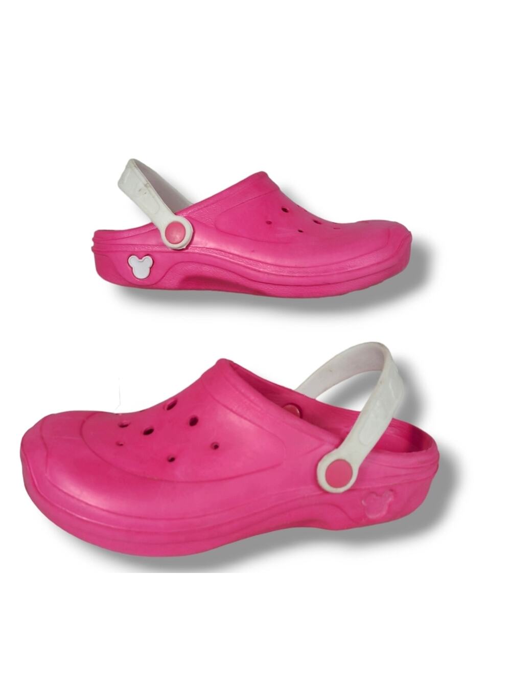 Disney Womens SZ 8 Pink White Non Marking Waterproof Foam Clogs Heel Strap FLAW